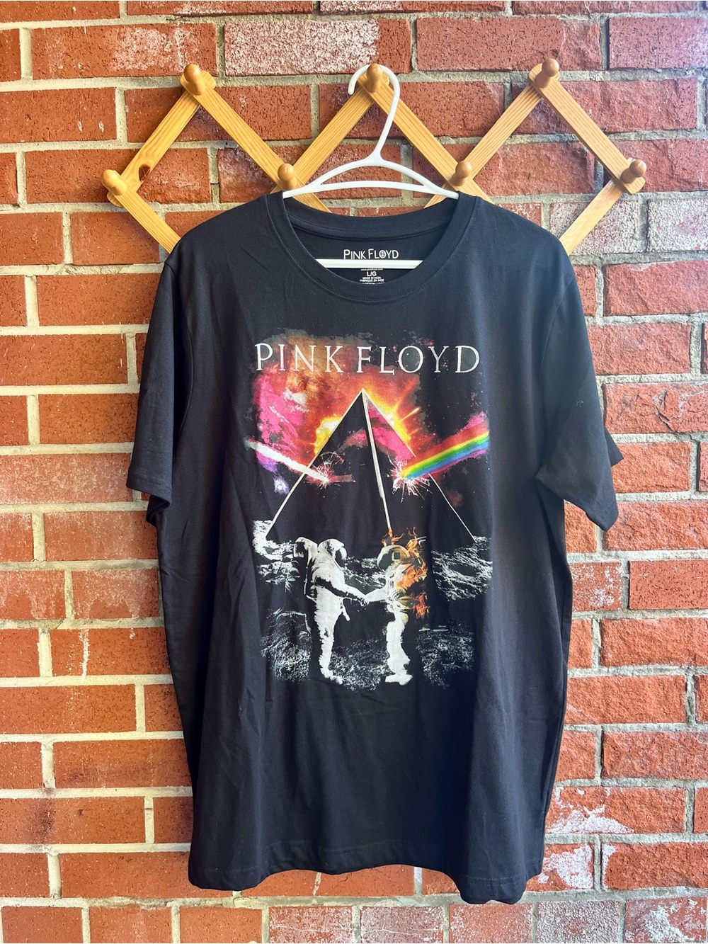 Pink Floyd Black Tee with Prism Rainbow Graphic